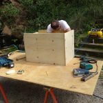 Busy building boxes. 